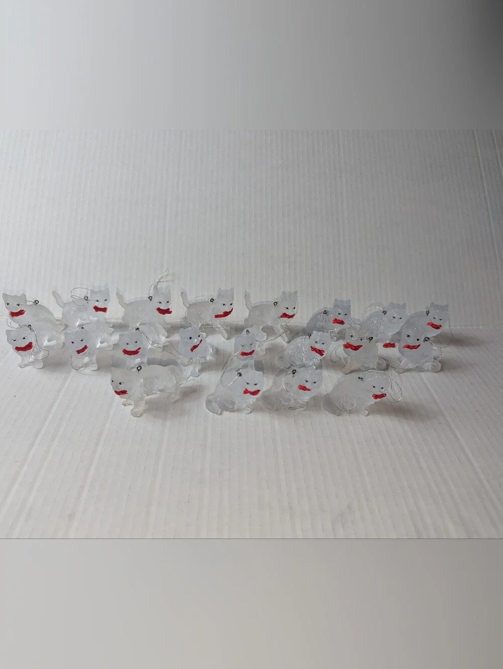 Vintage Silvestri Frosted Acrylic Cat Christmas Ornaments Lot of 20